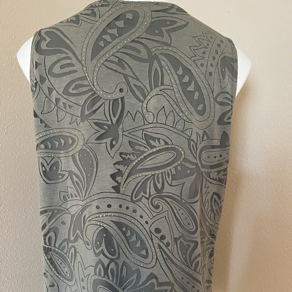 Dress Barn Olive Green Front Layered Sleeveless Top - Size XL - Picture 4 of 8